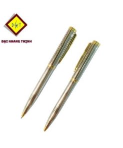 Bút ký tên T6140 - Inox trắng cẩn vàng - cây