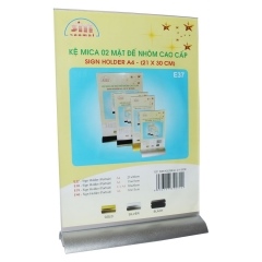 Kệ mica 2 mặt A4 đế lùa nhôm cao cấp - 210x300mm - cái