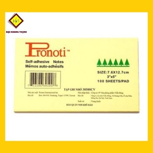 Giấy note vàng 3x5 Pronoti - xấp